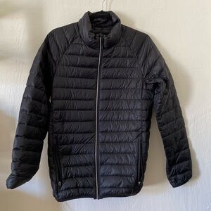 ASICS DOWN Filled Quilted PUFFER JACKET Black Lightweight Regular Fit Small